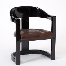 Karl Springer Upholstered and Lacquered Wood "Onassis" Armchair