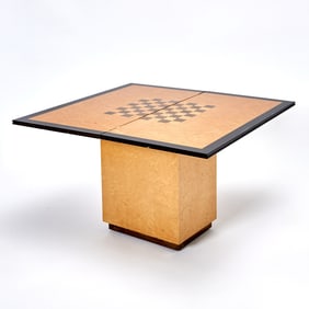 Part Ebonized Burlwood Fold Over Games Table