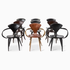 Assembled Set of Nine Norman Cherner Chairs