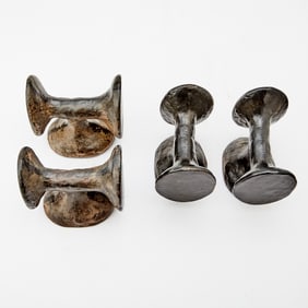 Group of Four Lisa Hoke Cast Iron Abstract Form Sculptural Bookends