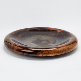 Early Moulthrop Turned Figured Tulipwood Centerpiece Low Bowl
