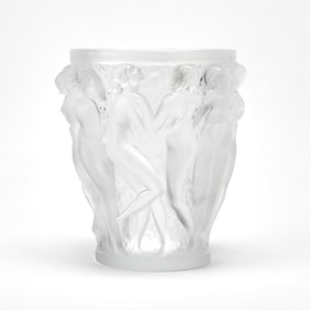 Lalique Molded Glass "Bacchantes" Vase