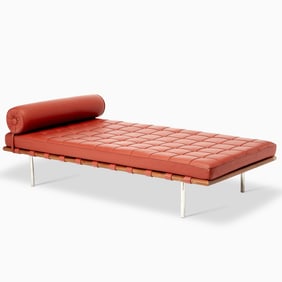 Mies van der Rohe for Knoll Walnut and Leather Upholstered "Barcelona" Daybed