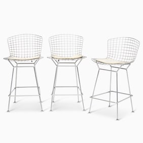 Three Harry Bertoia for Knoll Steel Bar Stools