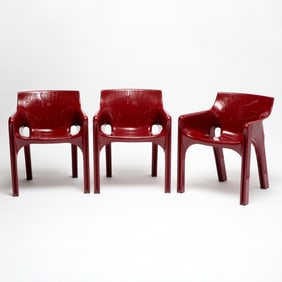 Three Vico Magistretti for Artemide Molded Plastic "Gaudi" Armchairs