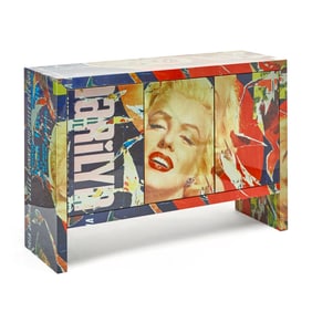 Mimmo Rotella and Marco Ferreri Lithographic Transfer Printed Steel "Marilyn" Cabinet