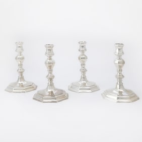 Set of Four English Sterling Silver Candlesticks