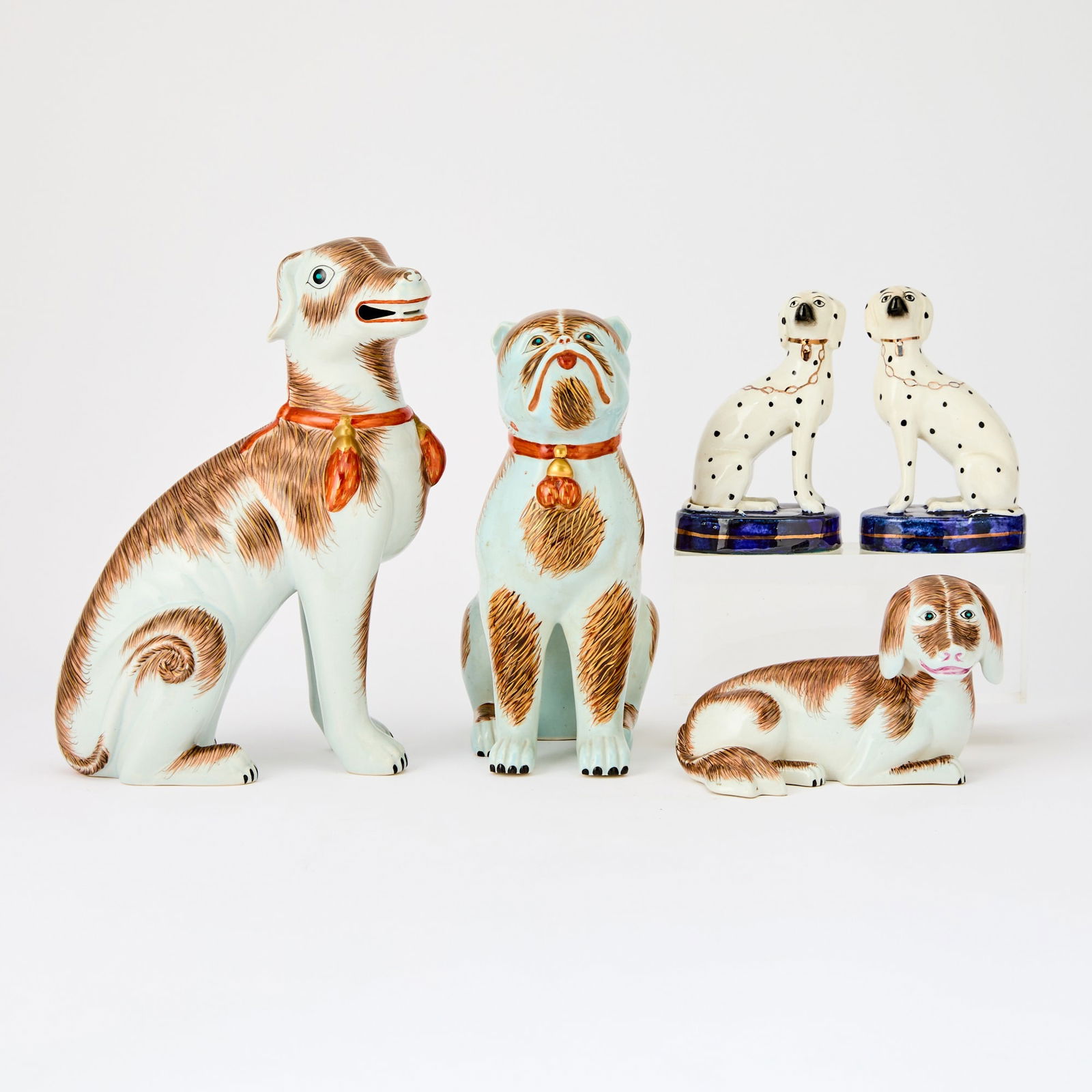Group of Porcelain and Pottery Figures of Dogs (1 of 5)