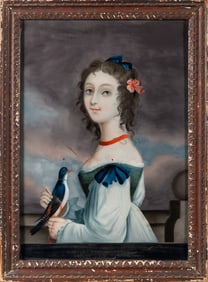 Chinese Export Reverse Painting on Glass