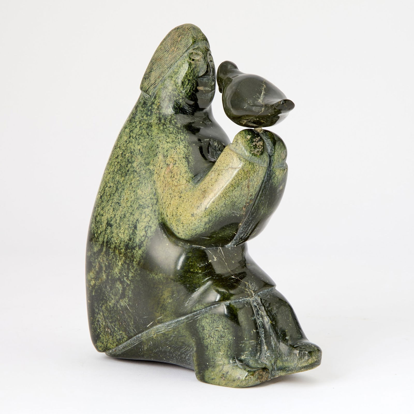 Inuit Hardstone Figure of a Man with Bird (1 of 6)