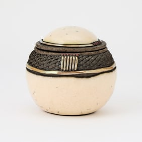 Candone Wharton Raku Pottery Covered Bowl