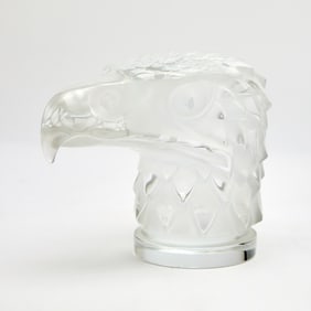 Lalique Molded Colorless Glass Eagle Head Desk Weight