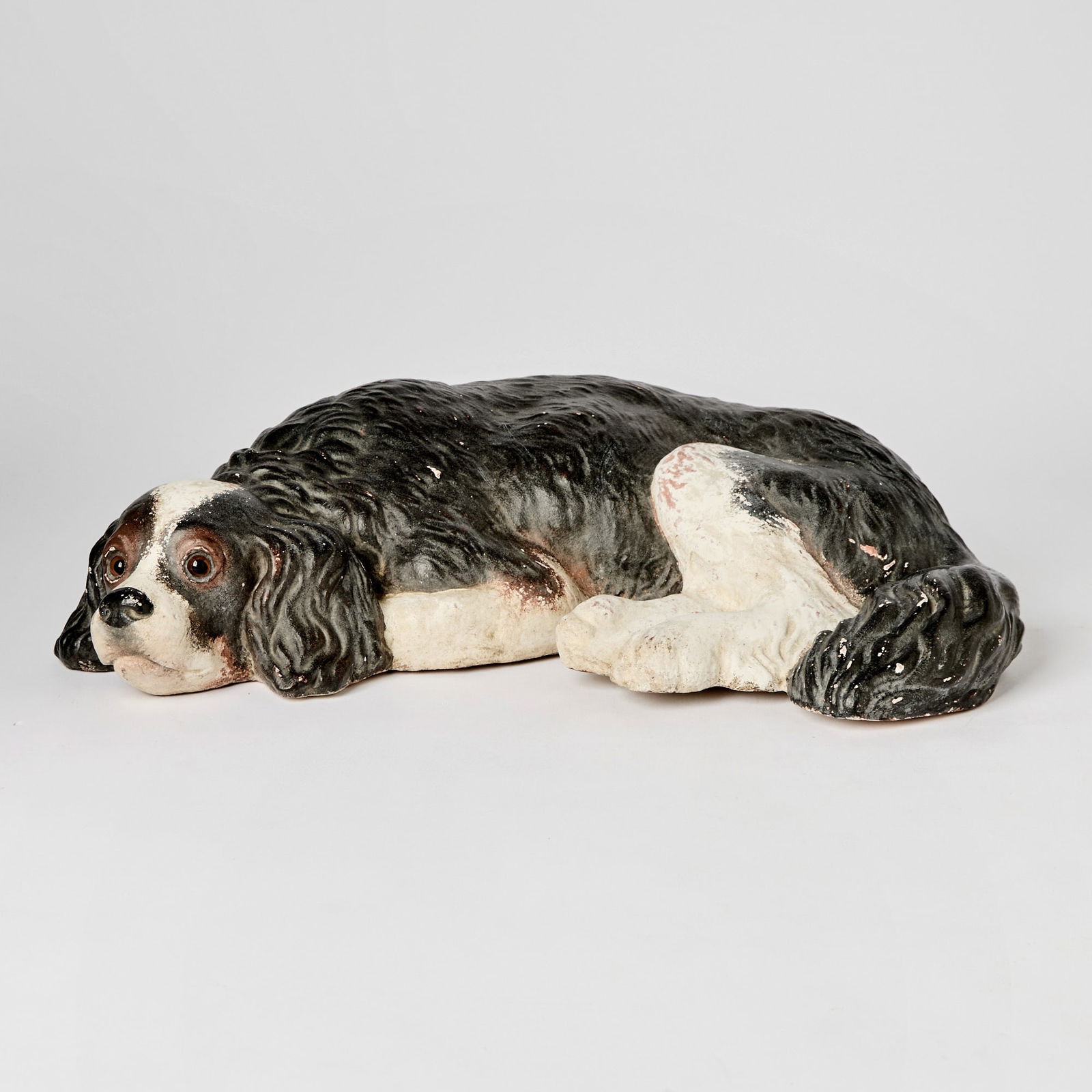 Terracotta Polychrome Decorated Figure of a King Charles Spaniel (1 of 4)