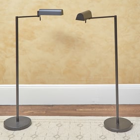 Pair of Patinated Metal Adjustable Floor Lamp