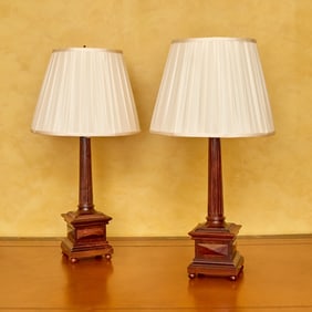 Pair of Neoclassical Style Rosewood Lamps