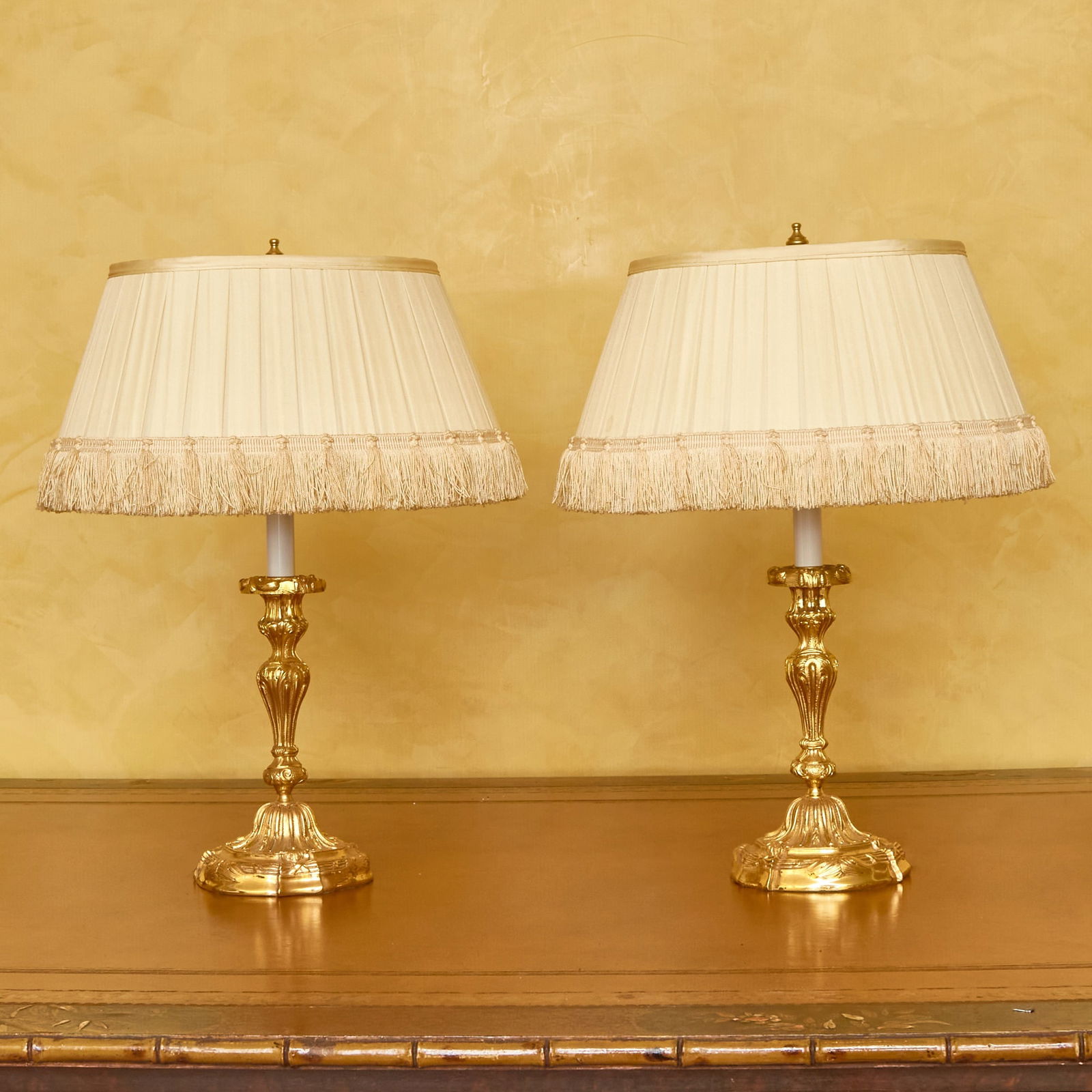 Pair of Louis XV Style Gilt-Bronze Candlesticks (1 of 1)