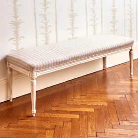 Louis XVI Style Upholstered Painted Wood Banquette