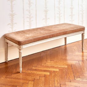 Louis XVI Style Upholstered Painted Wood Banquette