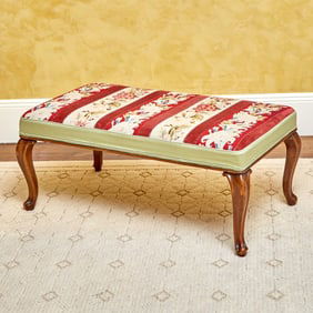 George II Style Walnut Needlepoint Upholstered Bench