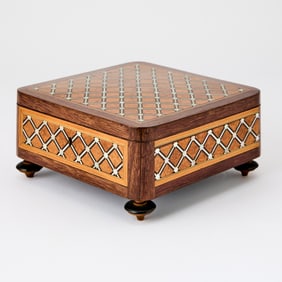 Anglo-Indian Style Mother of Pearl Inlaid Amboyna Box