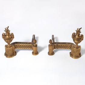 Pair of Louis XVI Gilt-Bronze Chenets