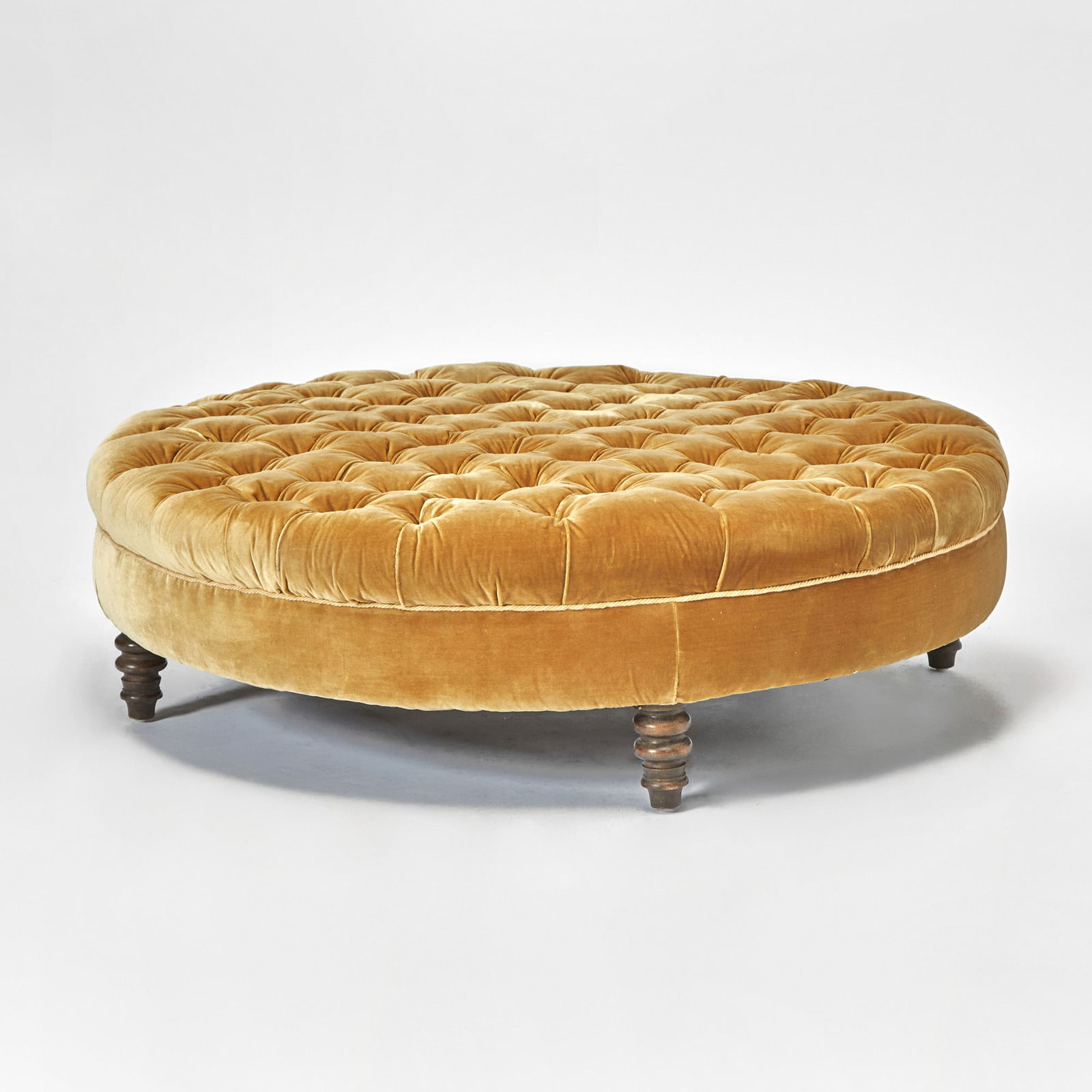 American Velvet Upholstered Button-Tufted Ottoman (1 of 2)