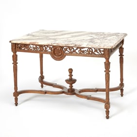 Louis XVI Style Carved Walnut Console Table
