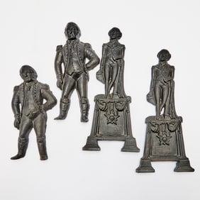 Two Pairs of American Cast-Iron Figural Andirons of George Washington