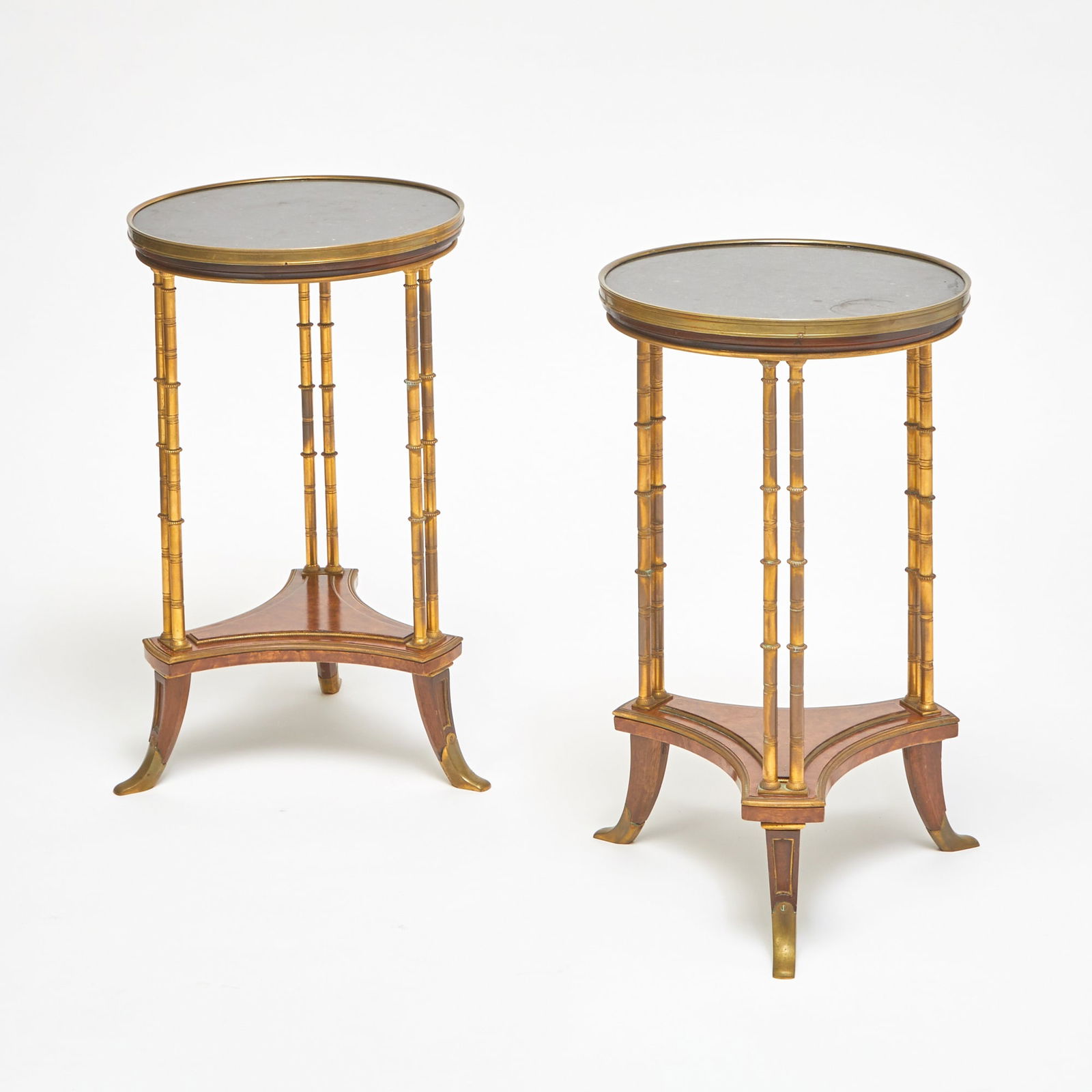 Pair of Louis XVI Style Gilt-Bronze-Mounted Marble and Amboyna Guéridons (1 of 2)