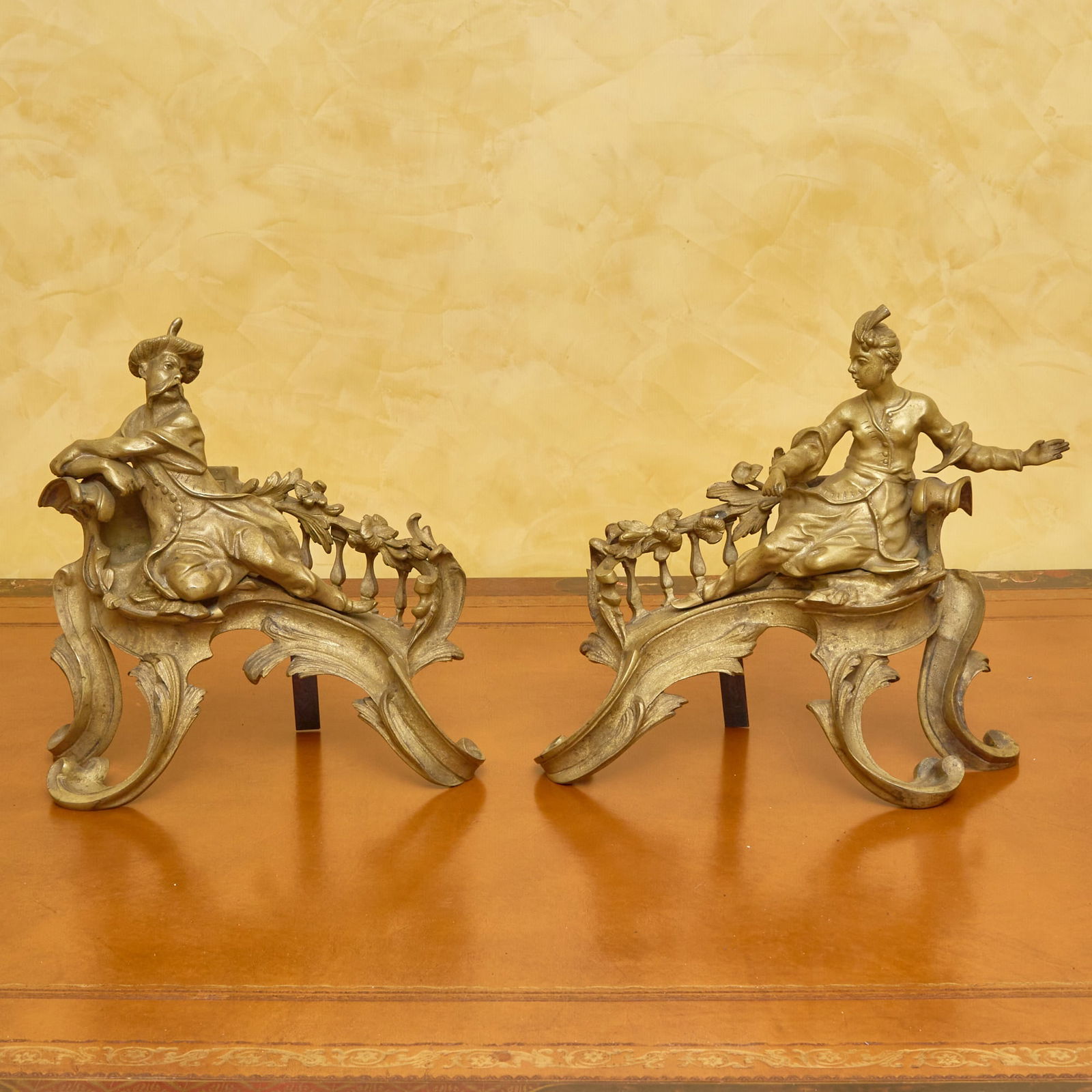 Pair of Louis XV Style Gilt-Bronze Figural Chenets (1 of 2)