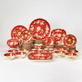 Wedgwood Porcelain “Ruby Tonquin” Pattern Dinner Service