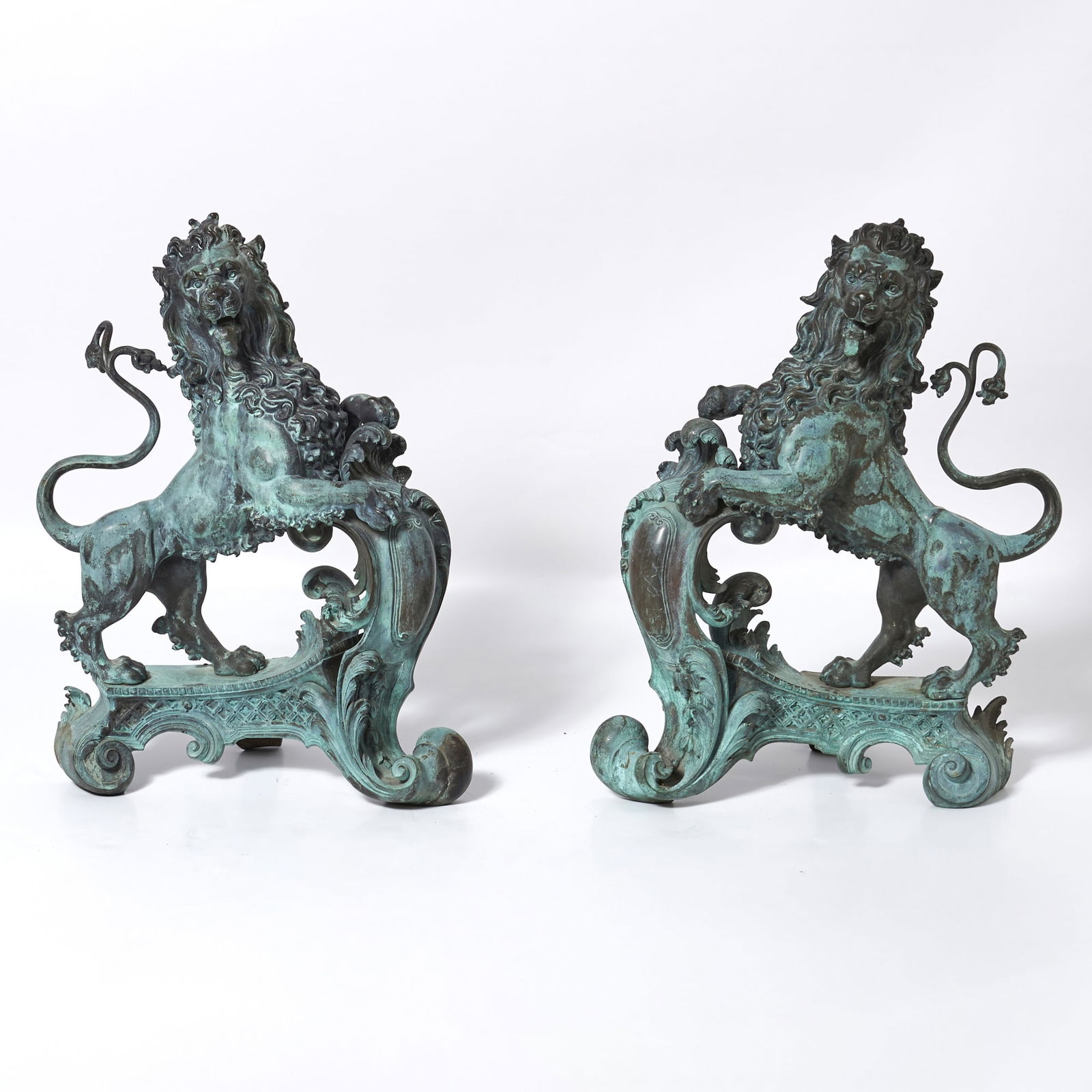 Pair of North European Patinated Bronze Chenets (1 of 5)