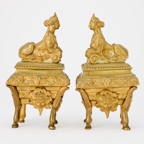 Pair of Regènce Style Gilt-Bronze Chenets