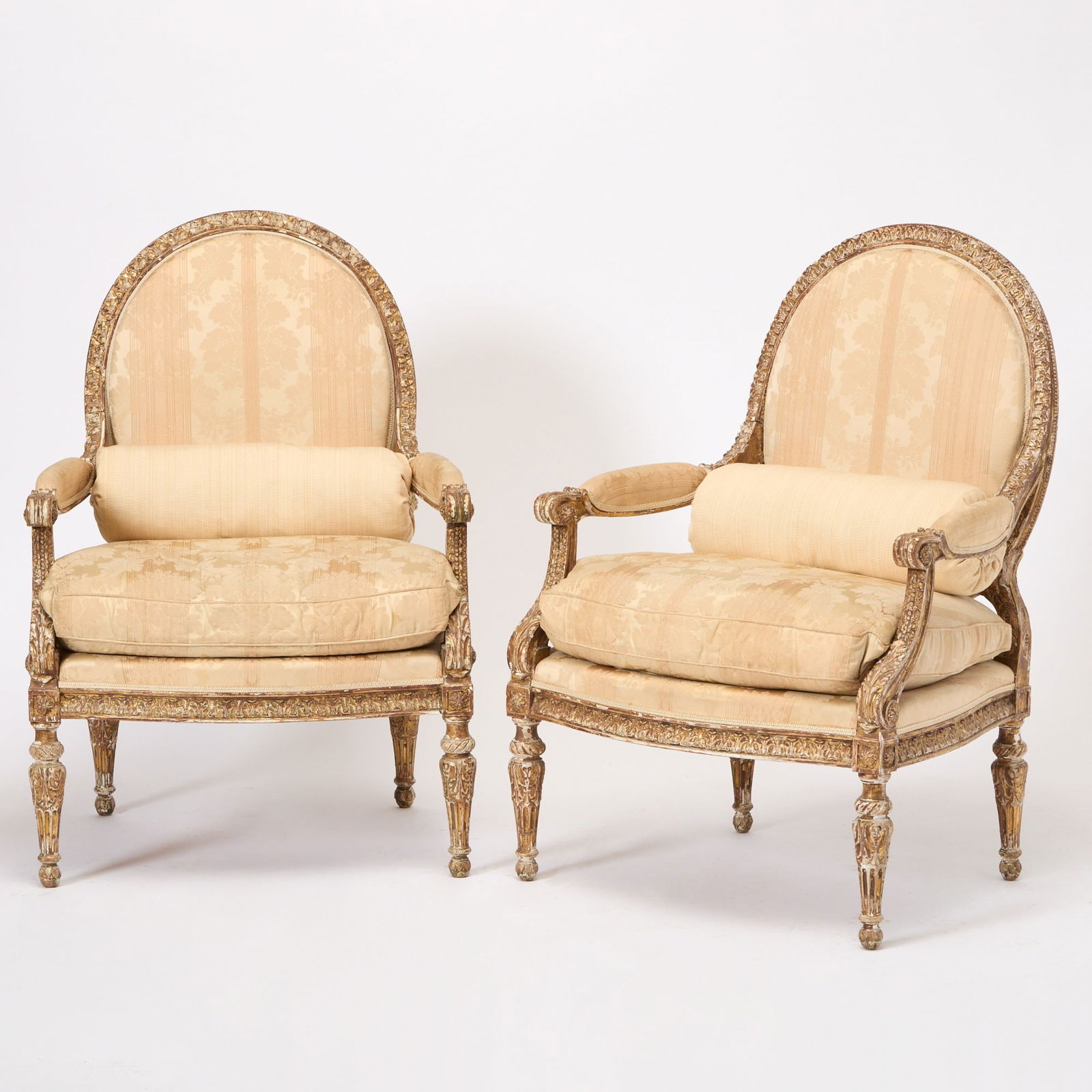 Pair of Louis XVI Style Painted and Parcel-Gilt Fauteuils à la Reine (1 of 6)
