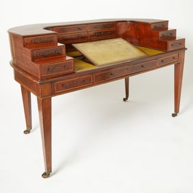 George III Tulipwood-Inlaid Mahogany Carlton House Desk