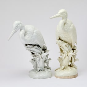 Two Potschappel Porcelain Models of Herons