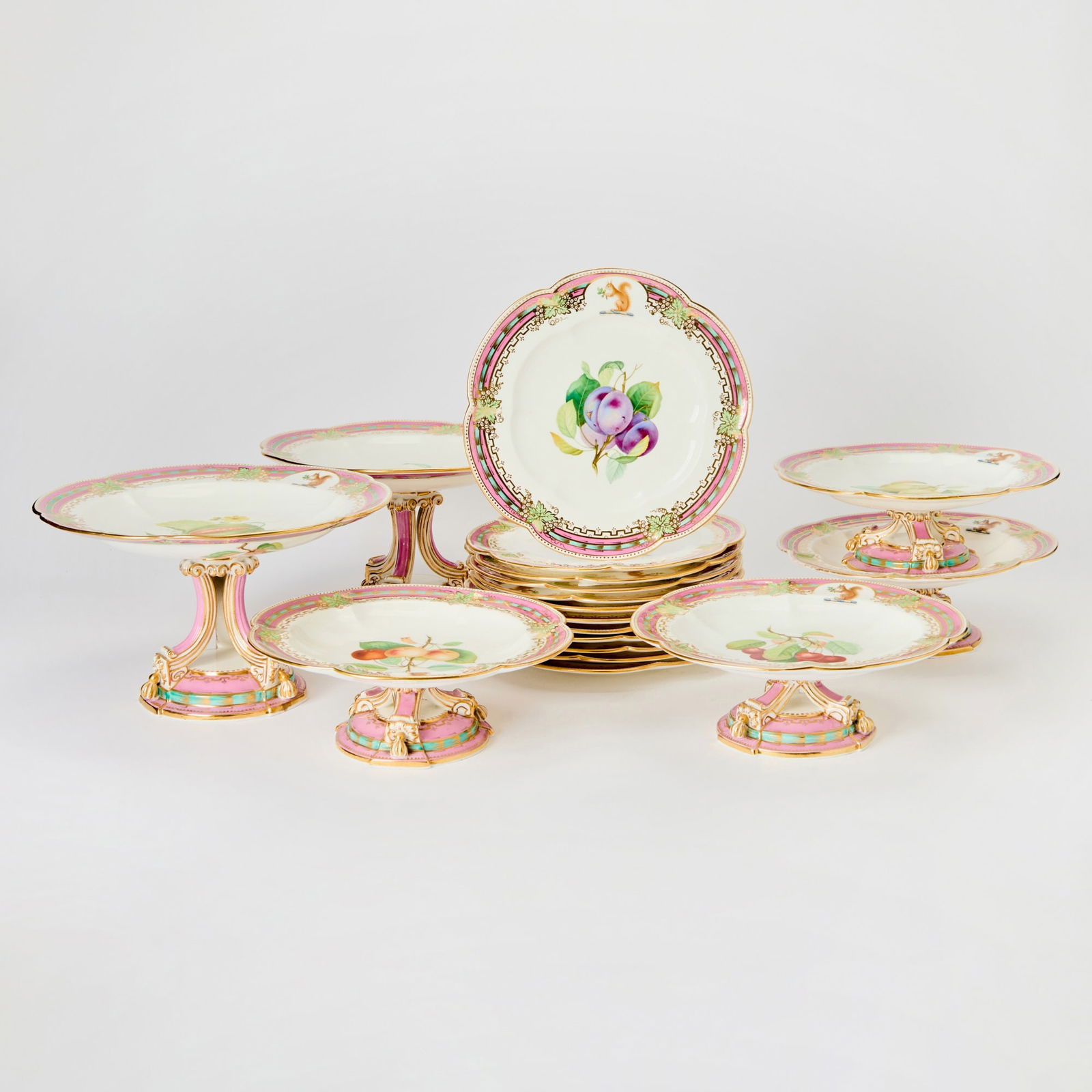 Paris Porcelain Pink and Gilt-Ground Partial Dessert Service (1 of 7)