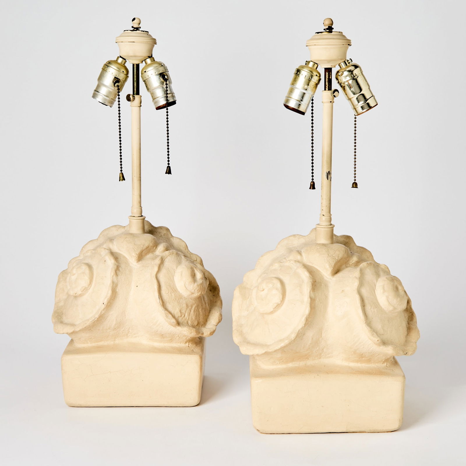 Pair of Frances Elkins Plaster Shell Lamps (1 of 4)