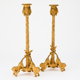 Pair of Victorian Gilt-Bronze Candlesticks