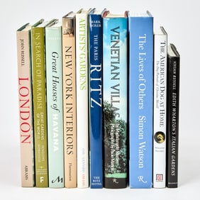 A group of books on interior design and gardens