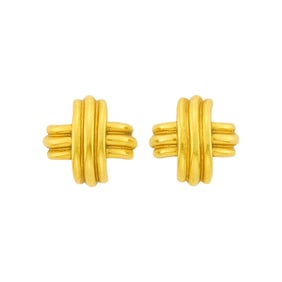 Tiffany & Co. Pair of Gold 'X' Earclips