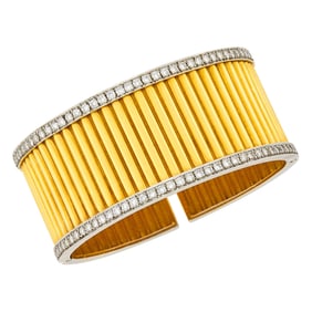 Two-Color Gold and Diamond Cuff Bangle