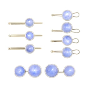 Platinum, White Gold and Star Sapphire Dress Set