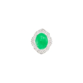 White Gold, Jade and Diamond Ring