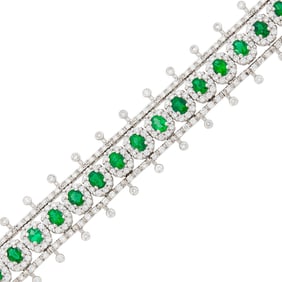 White Gold, Emerald and Diamond Bracelet