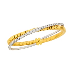 Two-Color Gold and Diamond Bangle Bracelet
