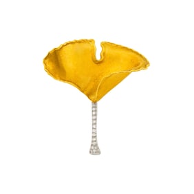 Tiffany & Co. Gold, Platinum and Diamond Ginkgo Leaf Brooch