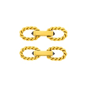 Kutchinsky Pair of Fluted Gold and Sapphire Cufflinks