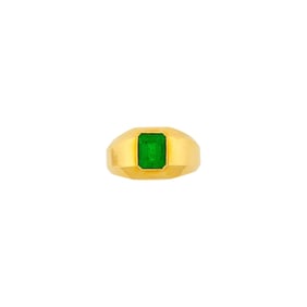 David Webb Gentleman's Gold and Emerald Ring