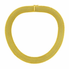 Gold Woven Mesh Necklace